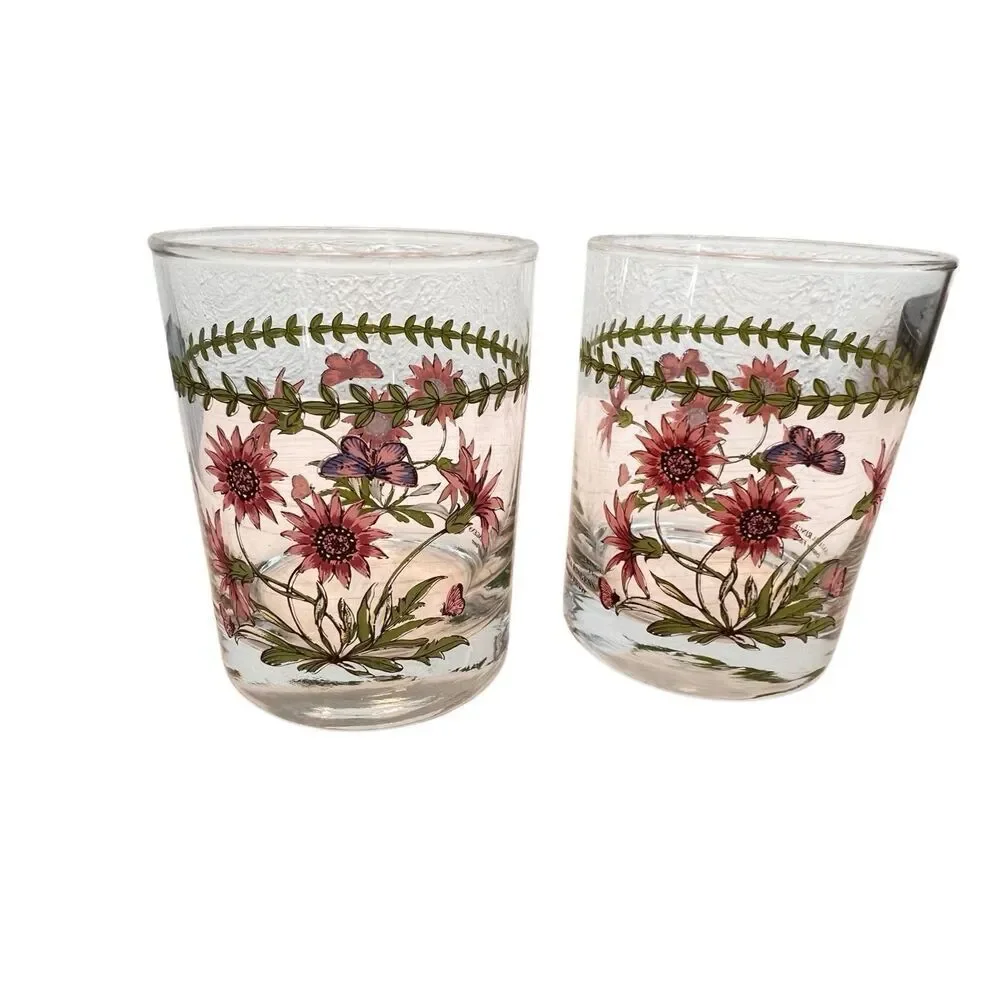 Set of 2 Portmeirion Botanic Garden Treasure Flower 12 Oz Glasses